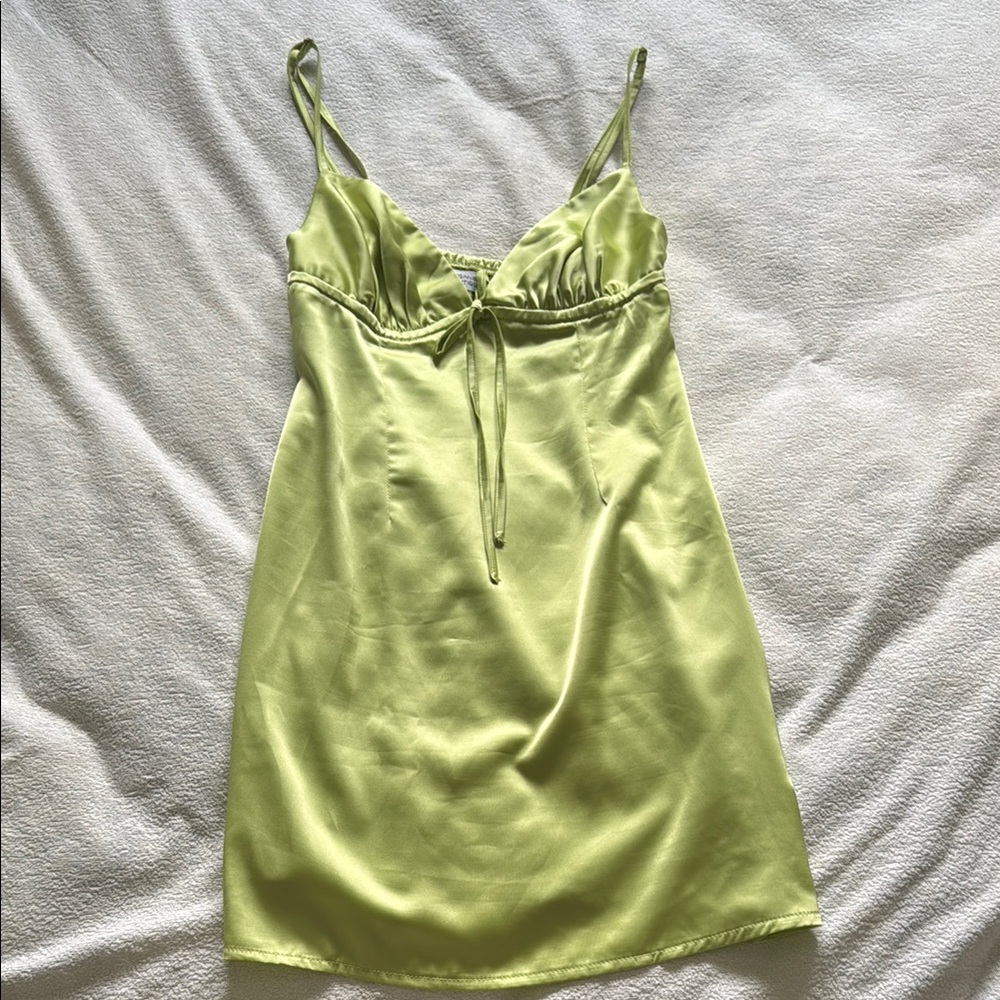 Beginning Boutique Light Green Satin Dress